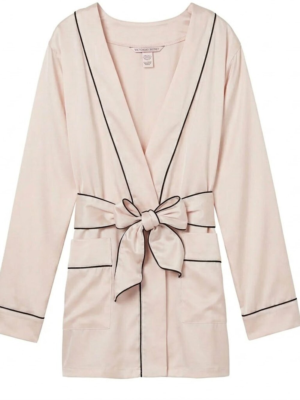 Victoria's Secret Ivory Satin Short Tie Robe in size XS